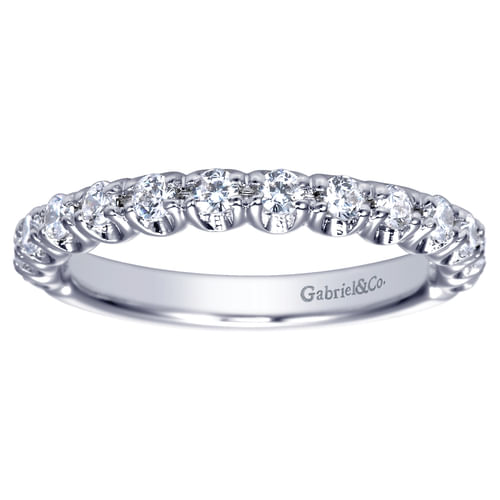 14K White Gold Prong Set Diamond Wedding Band