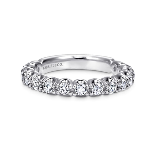 14K White Gold Prong Set Diamond Wedding Band