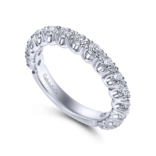 14K White Gold Prong Set Diamond Wedding Band