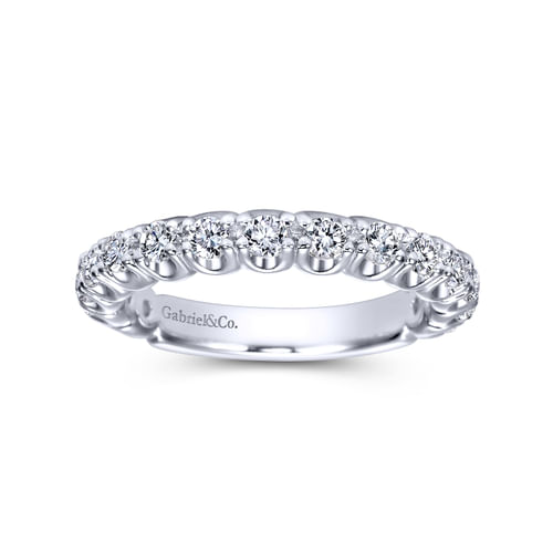 14K White Gold Prong Set Diamond Wedding Band