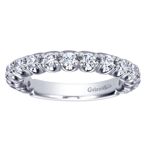 14K White Gold Prong Set Diamond Wedding Band