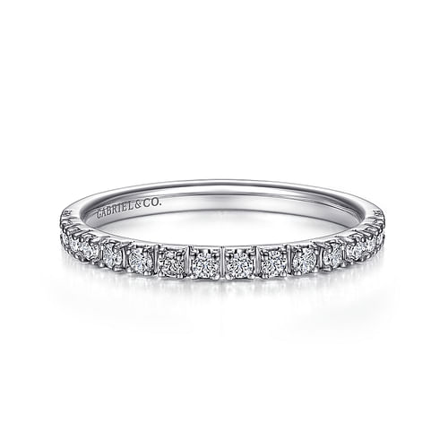 14K White Gold Prong Set Diamond Wedding Band