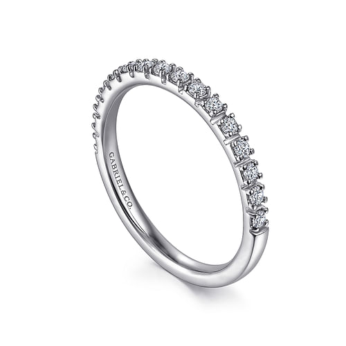 14K White Gold Prong Set Diamond Wedding Band