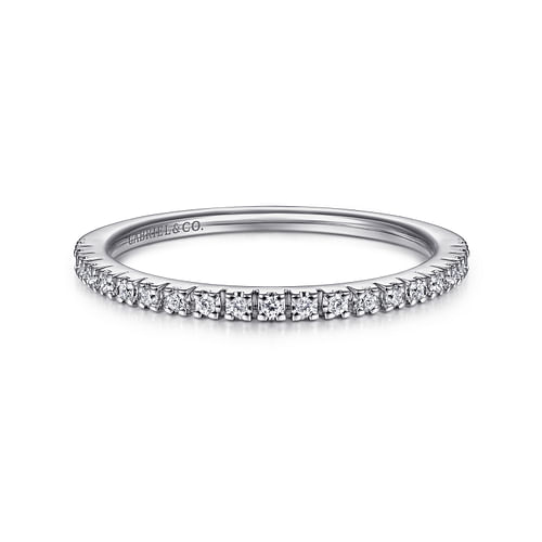 14K White Gold Prong Set Diamond Wedding Band