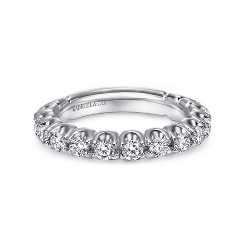 14K White Gold Prong Set Diamond Wedding Band