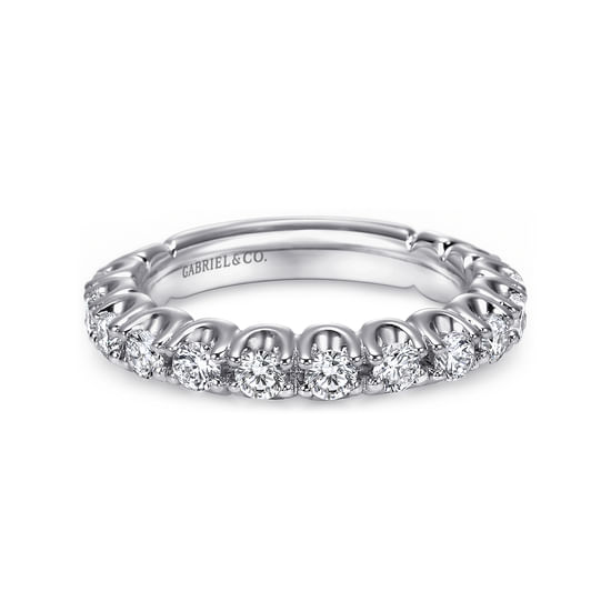Gabriel - 14K White Gold Prong Set Diamond Wedding Band