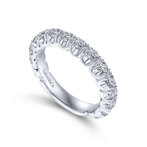 14K White Gold Prong Set Diamond Wedding Band