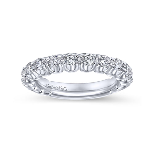 14K White Gold Prong Set Diamond Wedding Band