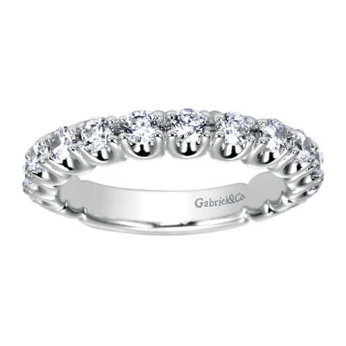 14K White Gold Prong Set Diamond Wedding Band