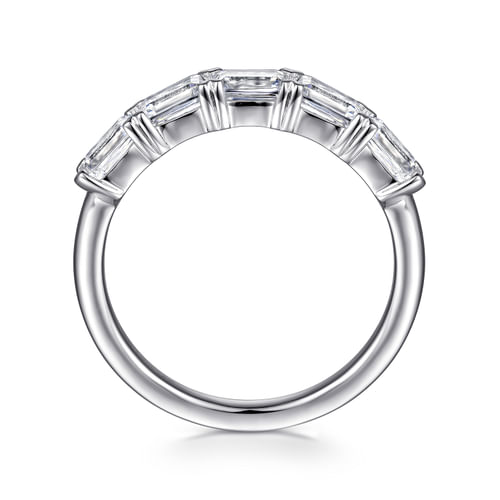 14K White Gold Prong Set Emerald Cut Diamond Anniversary Band