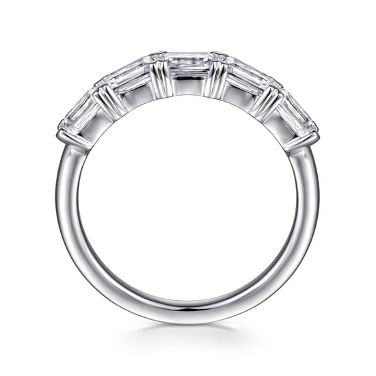 14K White Gold Prong Set Emerald Cut Diamond Anniversary Band angle 2