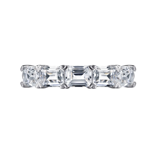 14K White Gold Prong Set Emerald Cut Diamond Anniversary Band