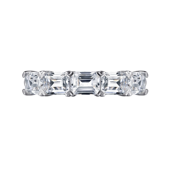 14K White Gold Prong Set Emerald Cut Diamond Anniversary Band angle 6