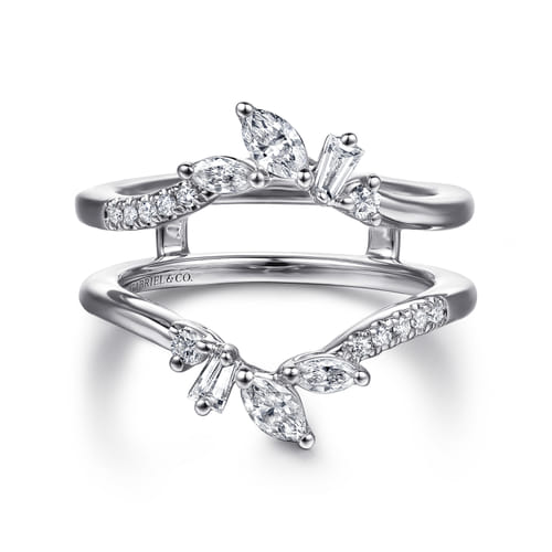 14K White Gold Prong Set Fancy Diamond Ring Enhancer