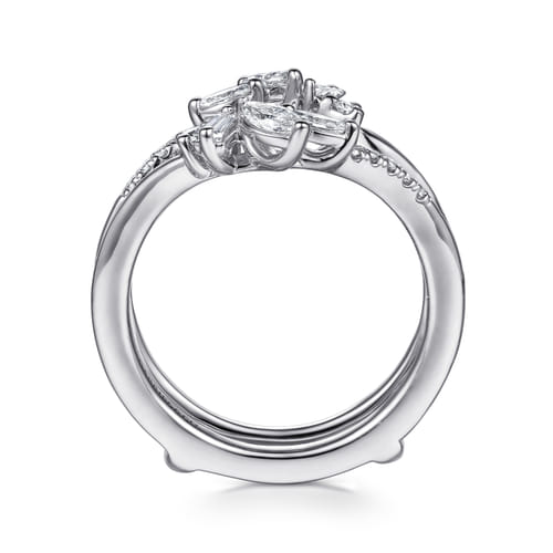 14K White Gold Prong Set Fancy Diamond Ring Enhancer