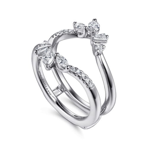 14K White Gold Prong Set Fancy Diamond Ring Enhancer