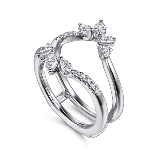 14K White Gold Prong Set Fancy Diamond Ring Enhancer angle 3 14K White Gold Prong Set Fancy Diamond Ring Enhancer angle 3