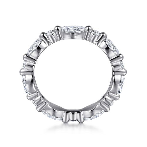 14K White Gold Prong Set Marquise and Round Diamond Eternity Band