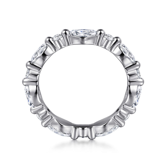 14K White Gold Prong Set Marquise and Round Diamond Eternity Band angle 2