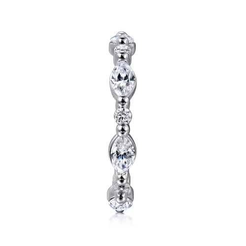 14K White Gold Prong Set Marquise and Round Diamond Eternity Band