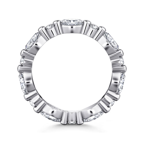 14K White Gold Prong Set Marquise and Round Diamond Eternity Band