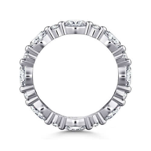 14K White Gold Prong Set Marquise and Round Diamond Eternity Band