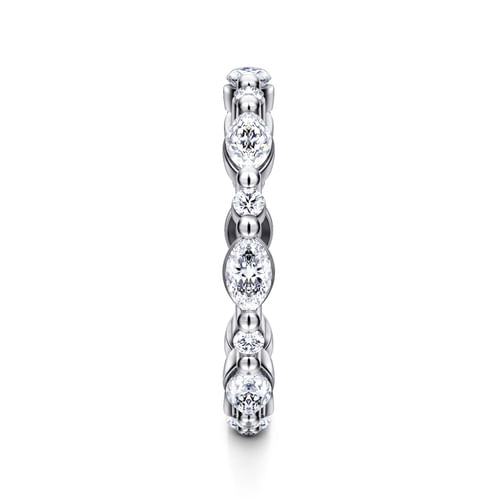 14K White Gold Prong Set Marquise and Round Diamond Eternity Band