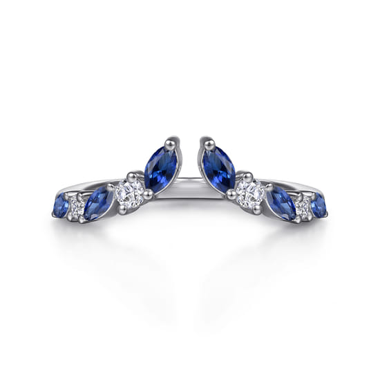 14K White Gold Prong Set Marquise and Round Open Diamond Anniversary Band 14K White Gold Prong Set Marquise and Round Open Diamond Anniversary Band