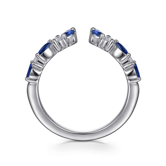 14K White Gold Prong Set Marquise and Round Open Diamond Anniversary Band angle 2 14K White Gold Prong Set Marquise and Round Open Diamond Anniversary Band angle 2