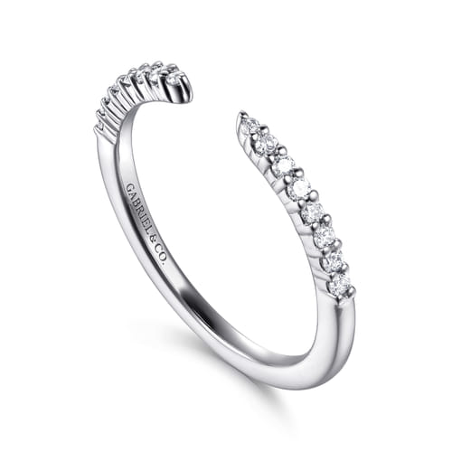 14K White Gold Prong Setting Open Diamond Anniversary Band