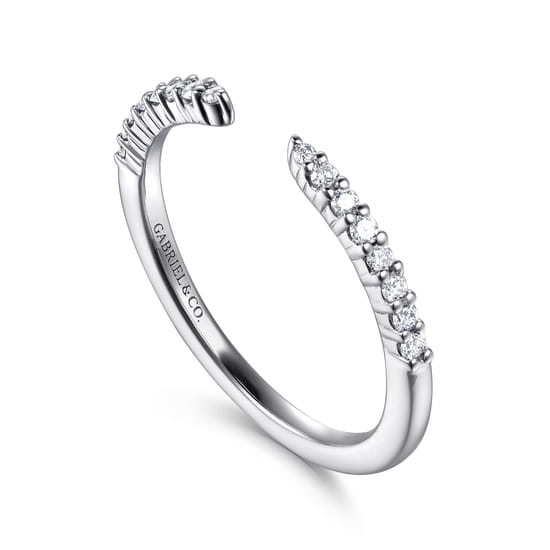 14K White Gold Prong Setting Open Diamond Anniversary Band angle 3