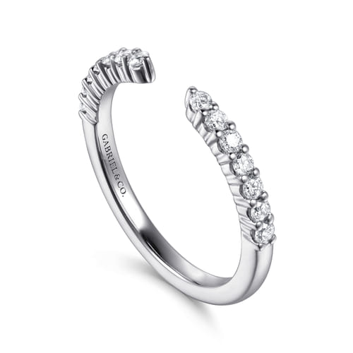 14K White Gold Prong Setting Open Diamond Anniversary Band