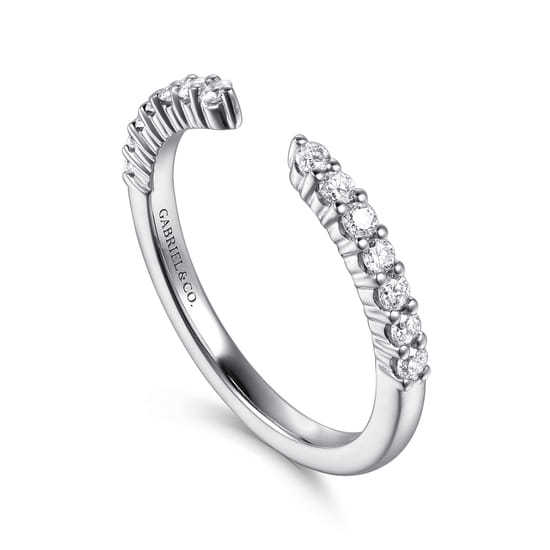 14K White Gold Prong Setting Open Diamond Anniversary Band angle 3