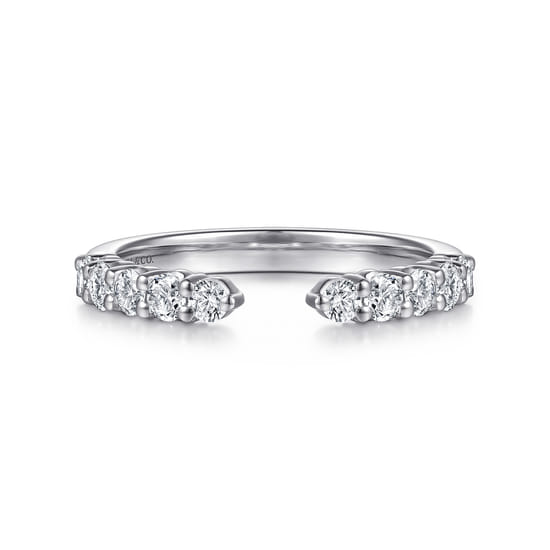 14K White Gold Prong Setting Open Diamond Anniversary Band
