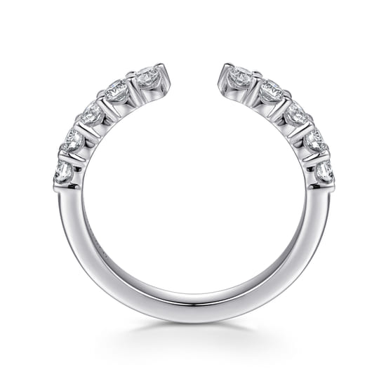 14K White Gold Prong Setting Open Diamond Anniversary Band angle 2