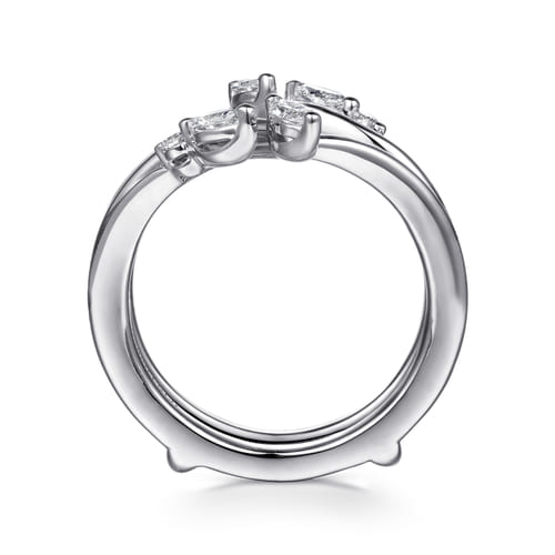 14K White Gold Prong set Marquise and Round Diamond Ring Enhancer