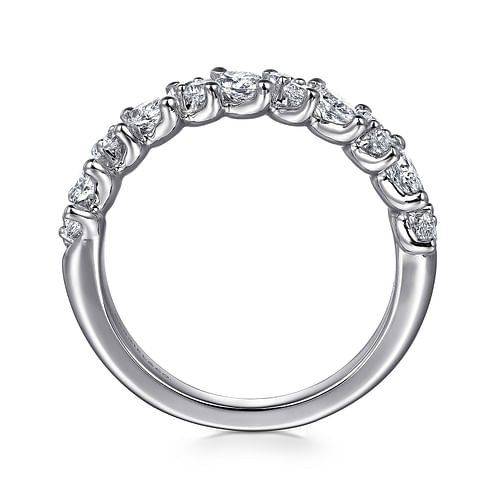 14K White Gold Prongs Marquise and Round Diamond Anniversary Band