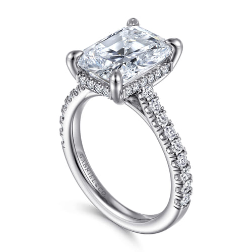 14K White Gold Radiant Cut Diamond Engagement Ring