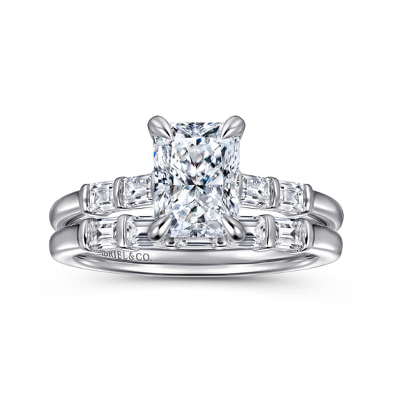 14K White Gold Radiant Cut Diamond Engagement Ring angle 4