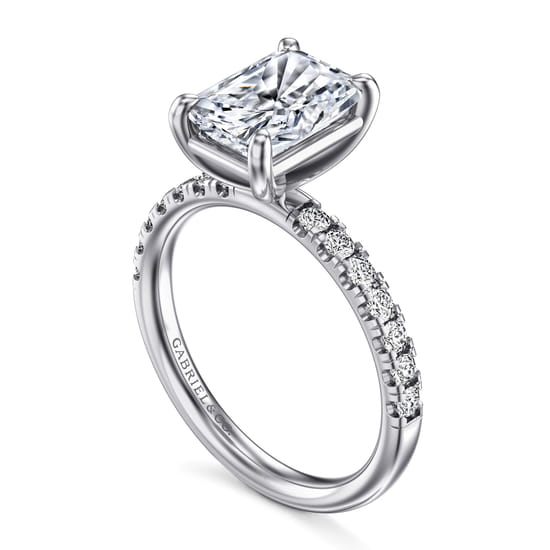 14K White Gold Radiant Cut Diamond Engagement Ring angle 3