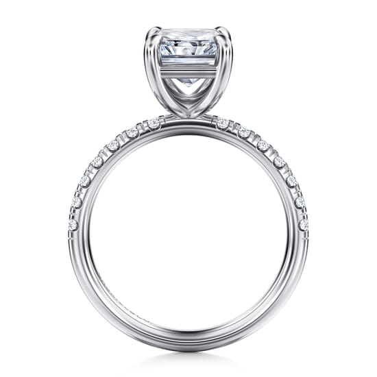 14K White Gold Radiant Cut Diamond Engagement Ring angle 2