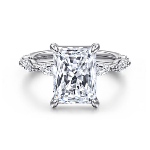 14K White Gold Radiant Cut Double Prong Diamond Engagement Ring