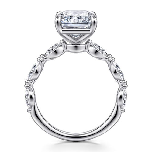 14K White Gold Radiant Cut Double Prong Diamond Engagement Ring
