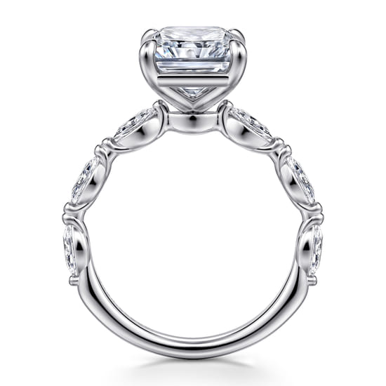 14K White Gold Radiant Cut Double Prong Diamond Engagement Ring angle 2