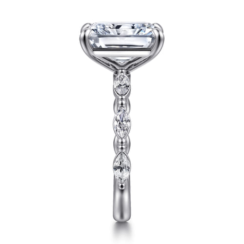 14K White Gold Radiant Cut Double Prong Diamond Engagement Ring