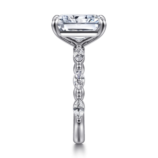 14K White Gold Radiant Cut Double Prong Diamond Engagement Ring angle 5