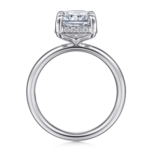 14K White Gold Radiant Cut Hidden Halo Diamond Engagement Ring