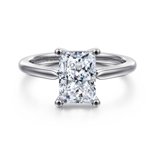 14K White Gold Radiant Cut Solitaire Diamond Engagement Ring