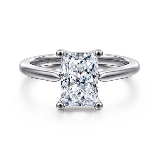 Gabriel - 14K White Gold Radiant Cut Solitaire Diamond Engagement Ring