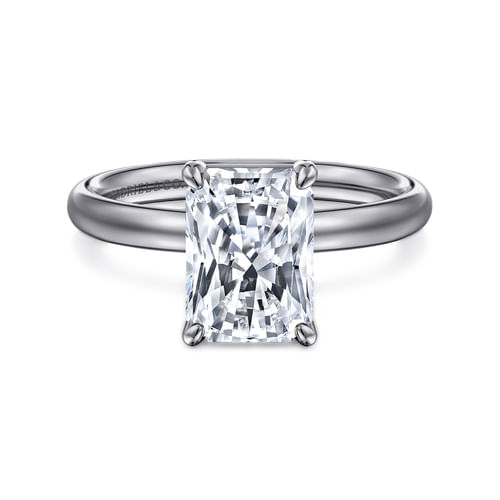 14K White Gold Radiant Cut Solitaire Diamond Engagement Ring